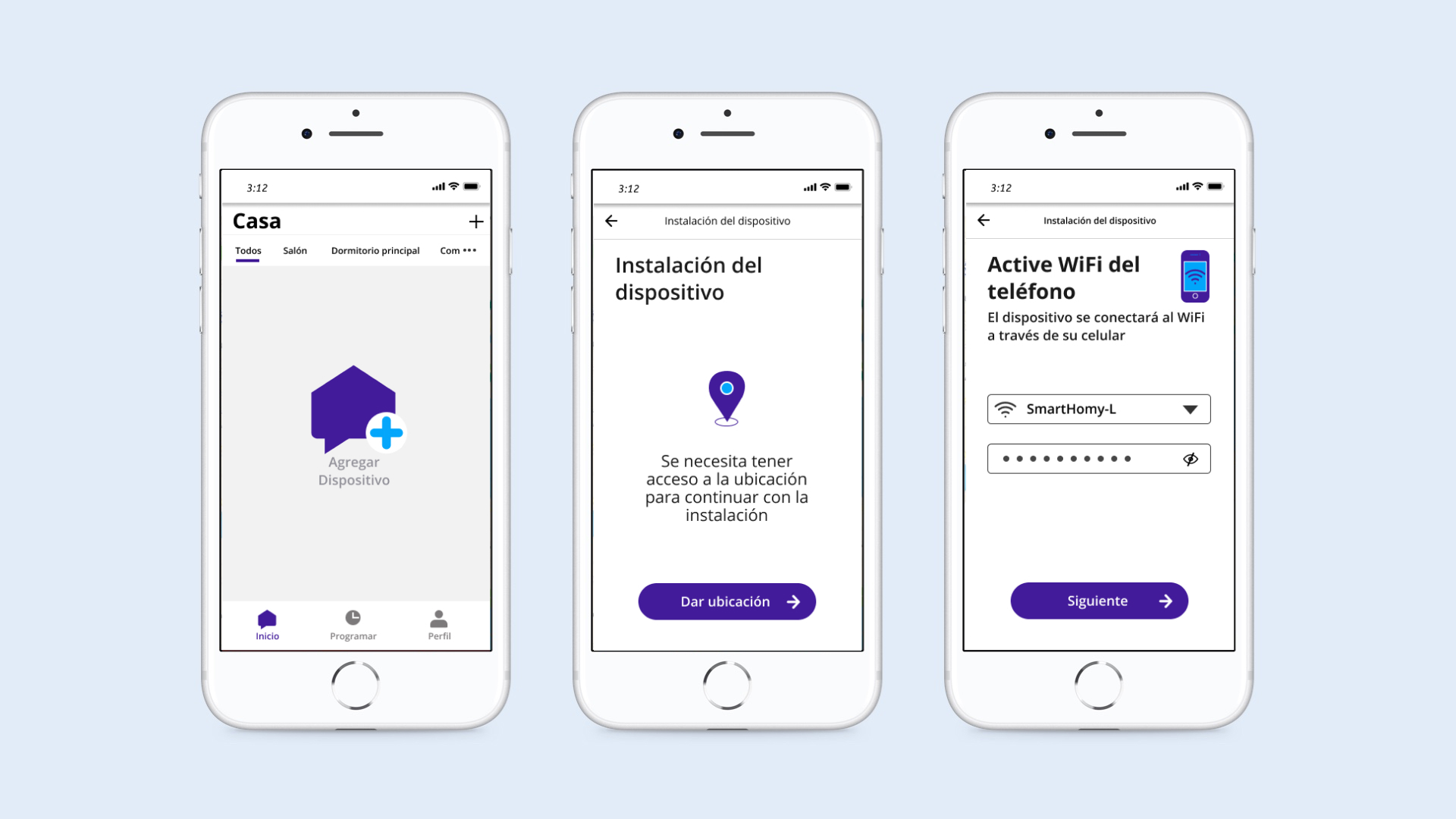 flujo instalación smart homy